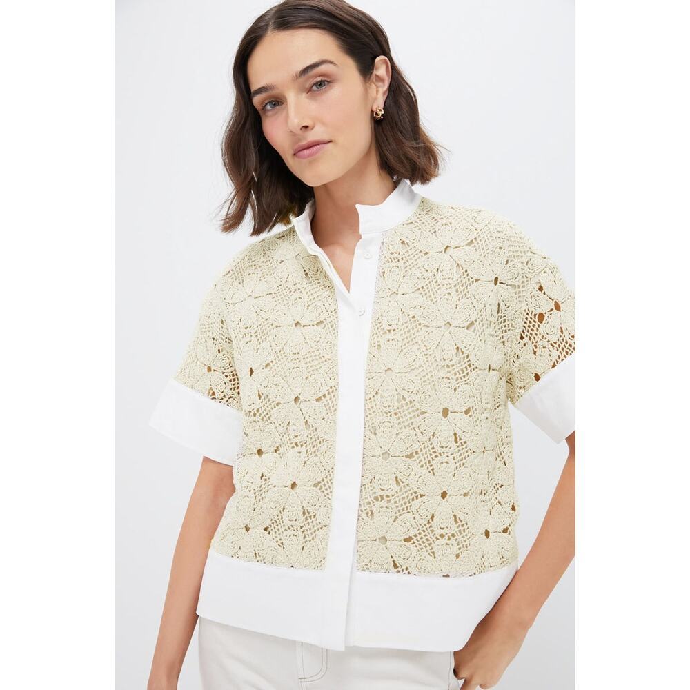 TUCKERNUCK Tan Crochet Sofia Shirt Size XXXL NWT Retail $148 Tuckernuck